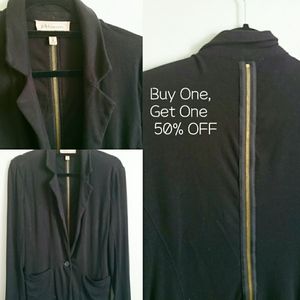 PHILOSOPHY Black Blazer With Zipper Details MEDIUM
